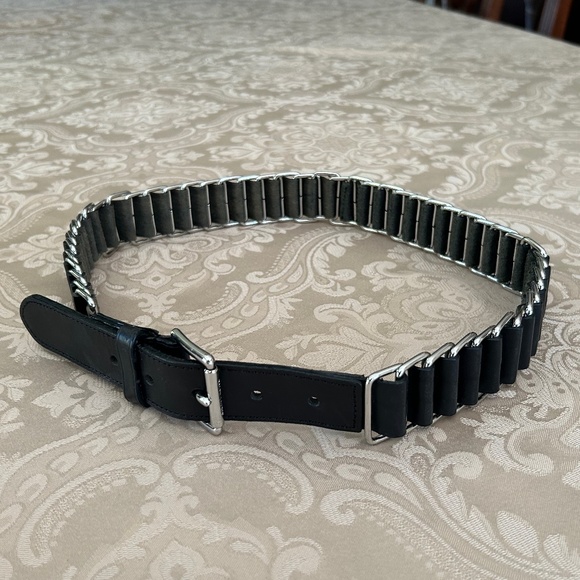 Ralph Lauren Leather and Chain Belt, Black/Silver - Picture 3 of 8